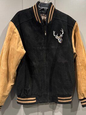 Guide Gear suede coat size medium with embroidered deer on back and front